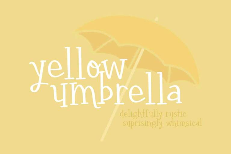 Yellow Umbrella Font Graphic